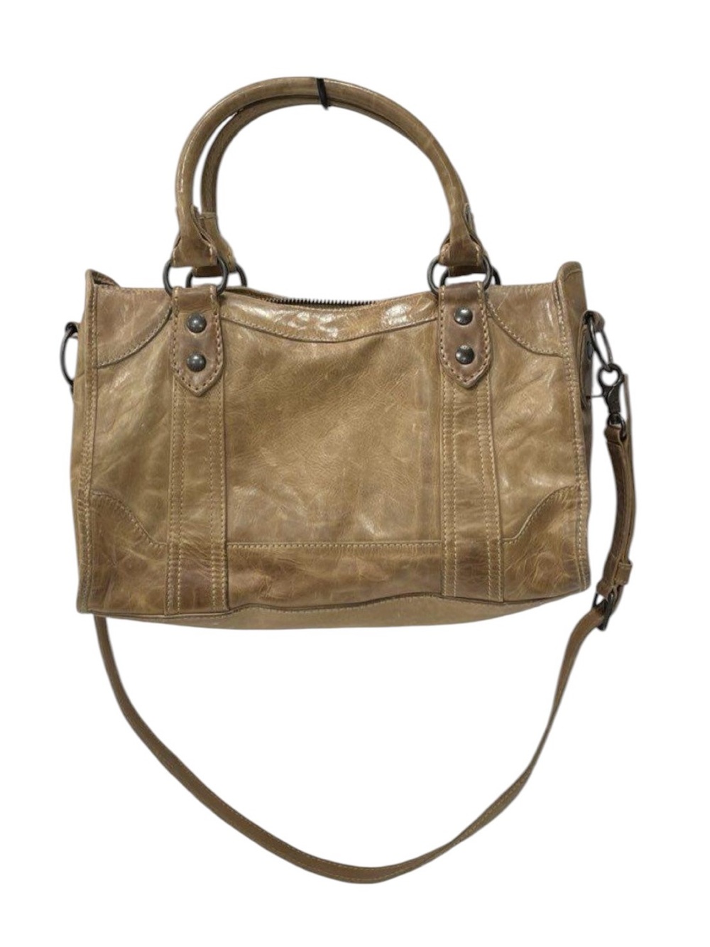 9483 Frye Vintage Tan Satchel with Removable Shoulder Strap
